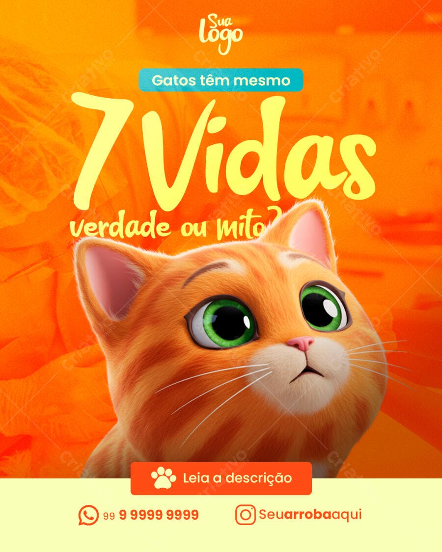 Flyer para Curiosidades Felinas PSD Editável