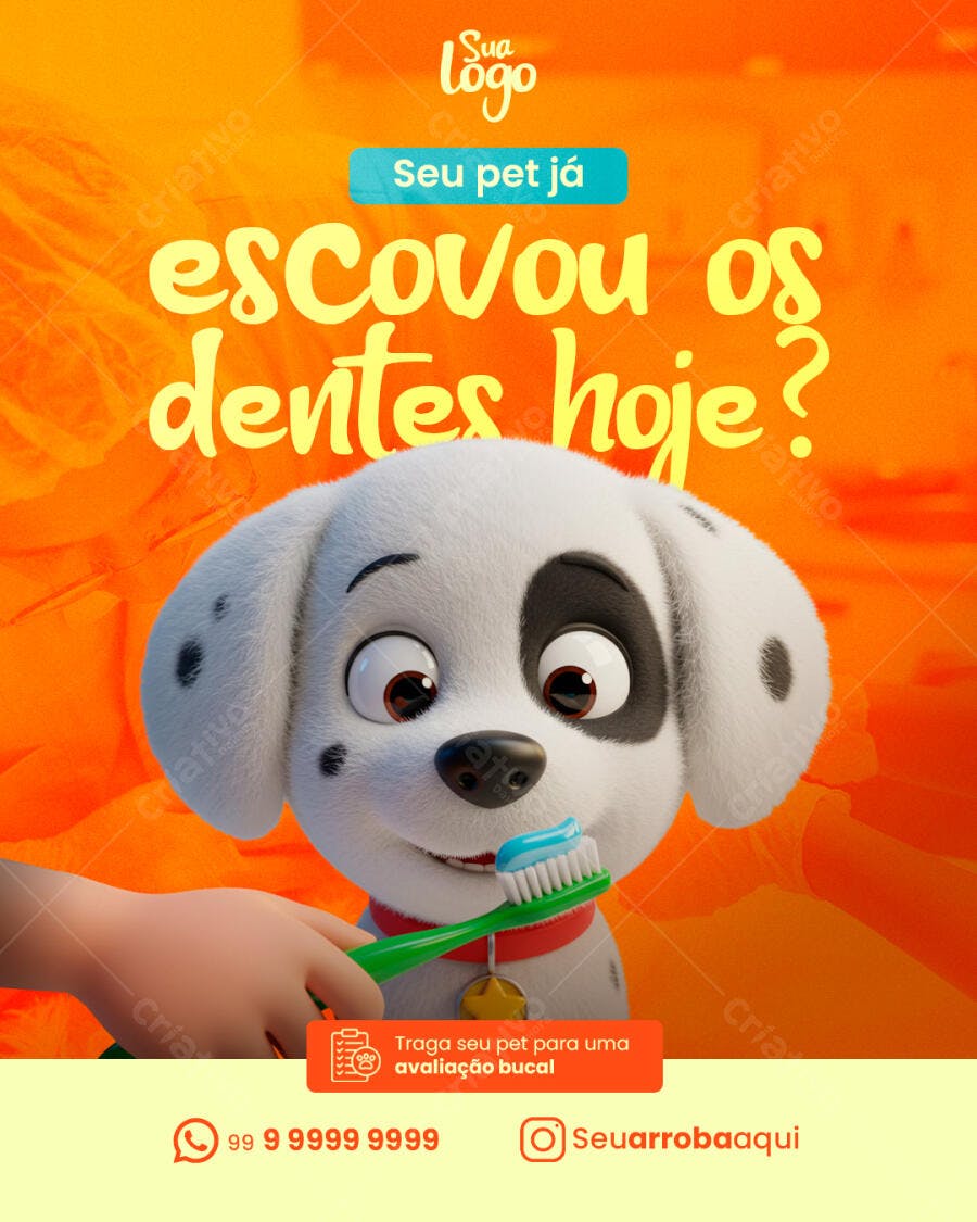 Flyer Higiene Bucal Pet PSD Editável