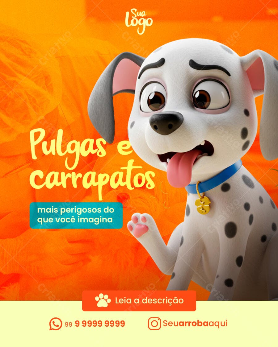 Post para Veterinário com Ilustração de Cachorro PSD Editável