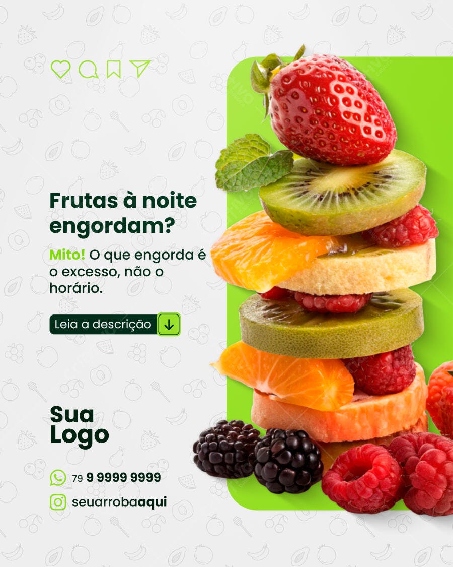 Post Instagram Frutas à Noite PSD Editável