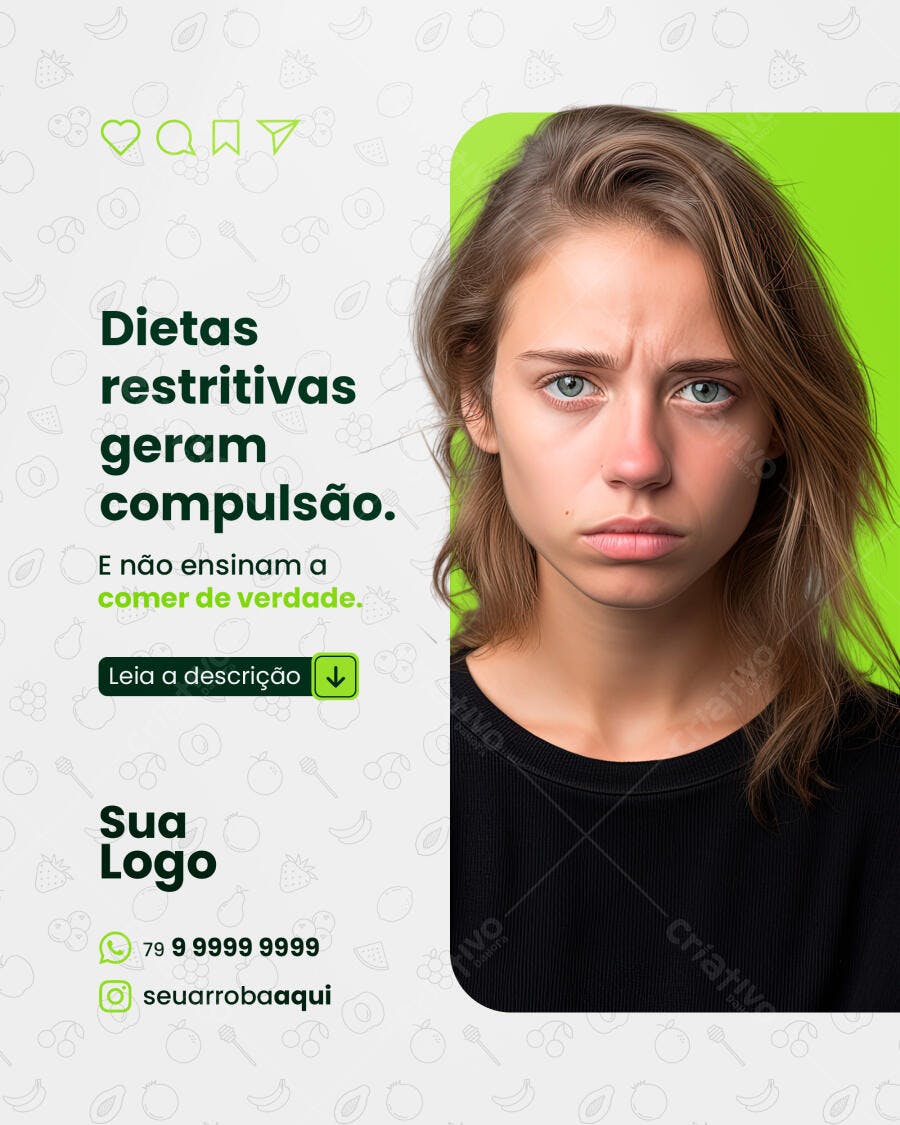 Post para Redes Sociais sobre Compulsão Alimentar PSD Editável