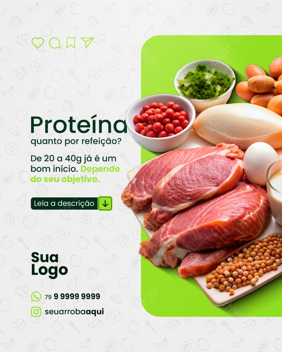 Postagem Instagram Nutrição Proteína PSD Editável