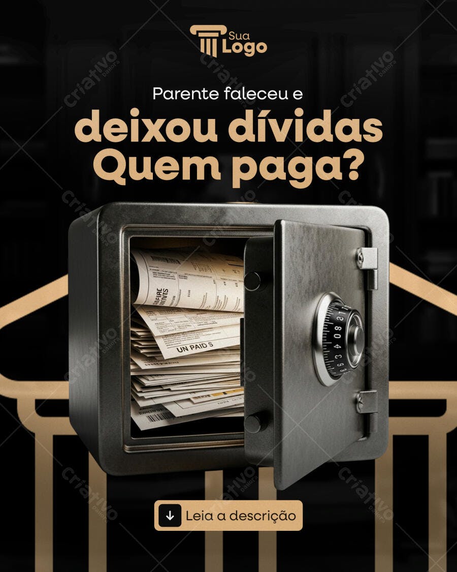 Post para Redes Sociais sobre Dívidas de Falecido PSD Editável