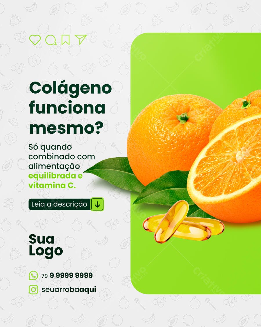 Post Instagram Colágeno e Vitamina C PSD Editável