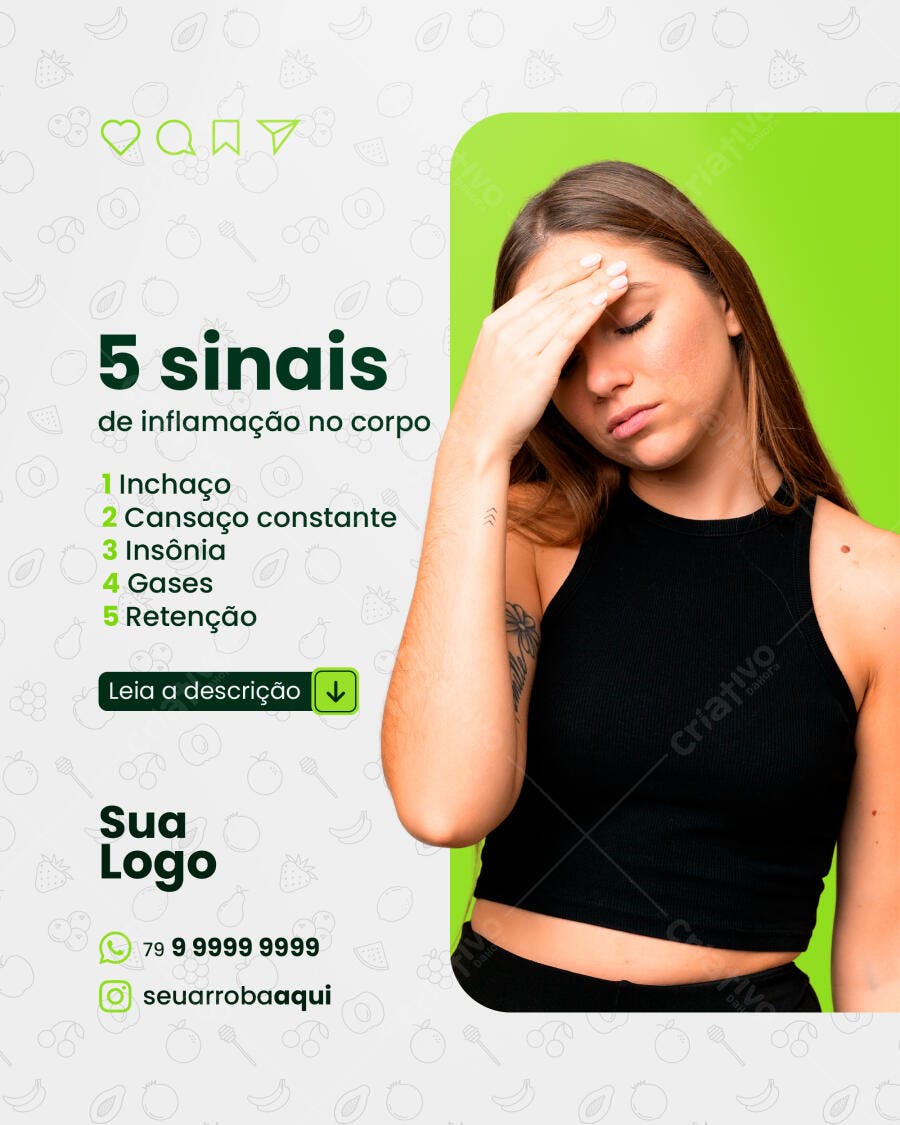 Post para Instagram sobre Saúde PSD Editável