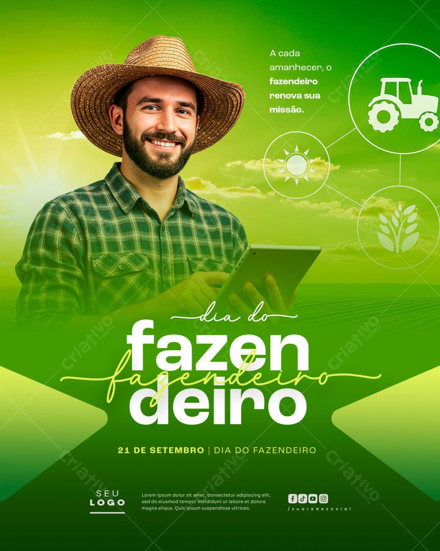 Flyer Dia do Fazendeiro PSD Editável