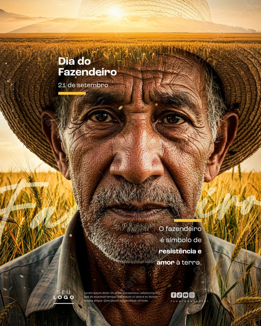 Poster Dia do Fazendeiro PSD Editável