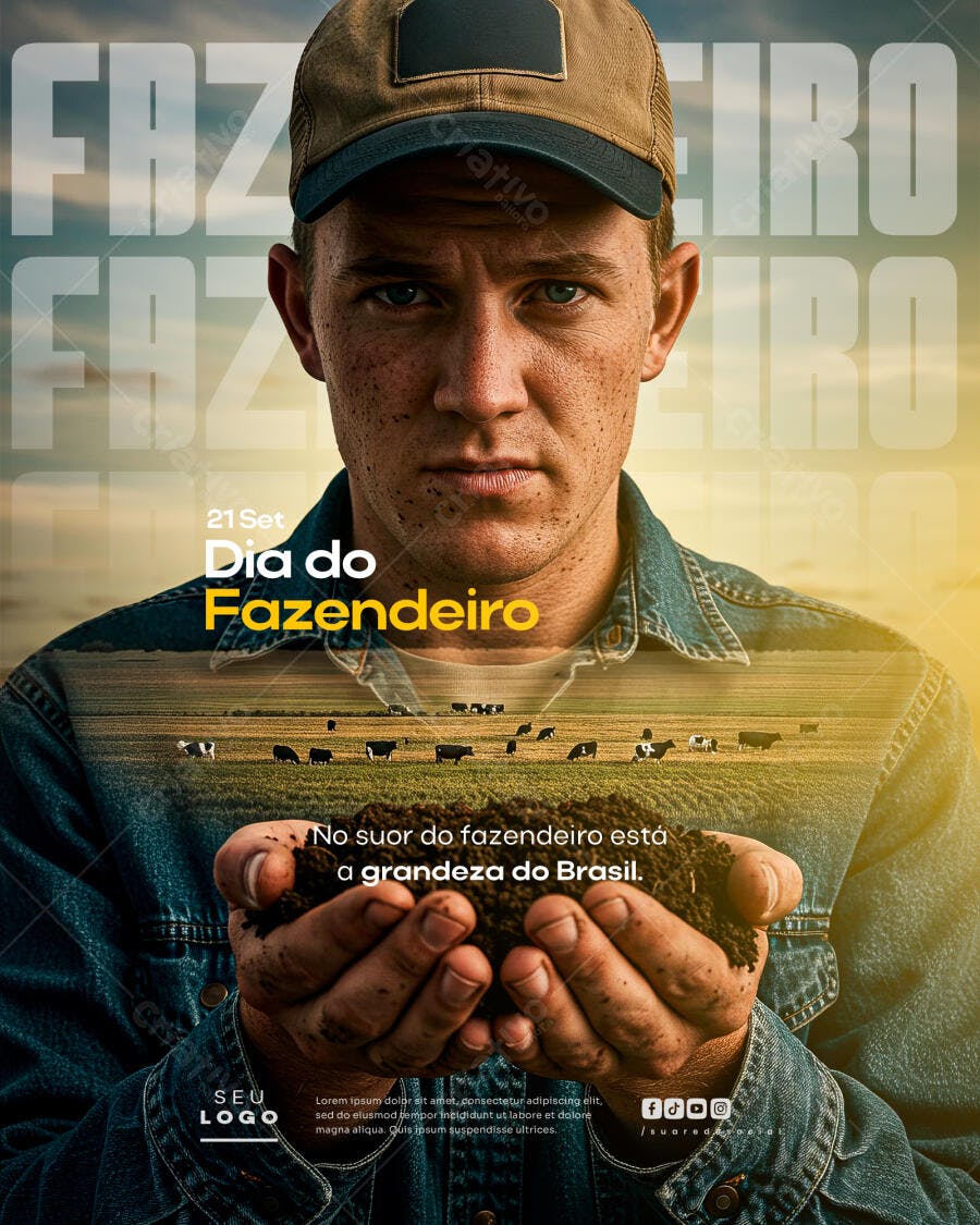 Poster Dia do Fazendeiro PSD Editável