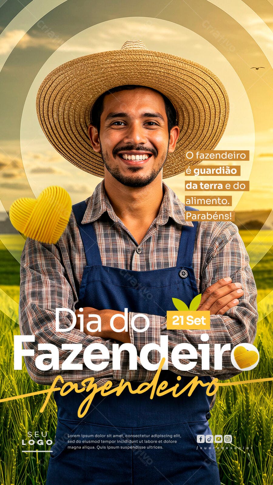 Flyer Dia do Fazendeiro PSD Editável