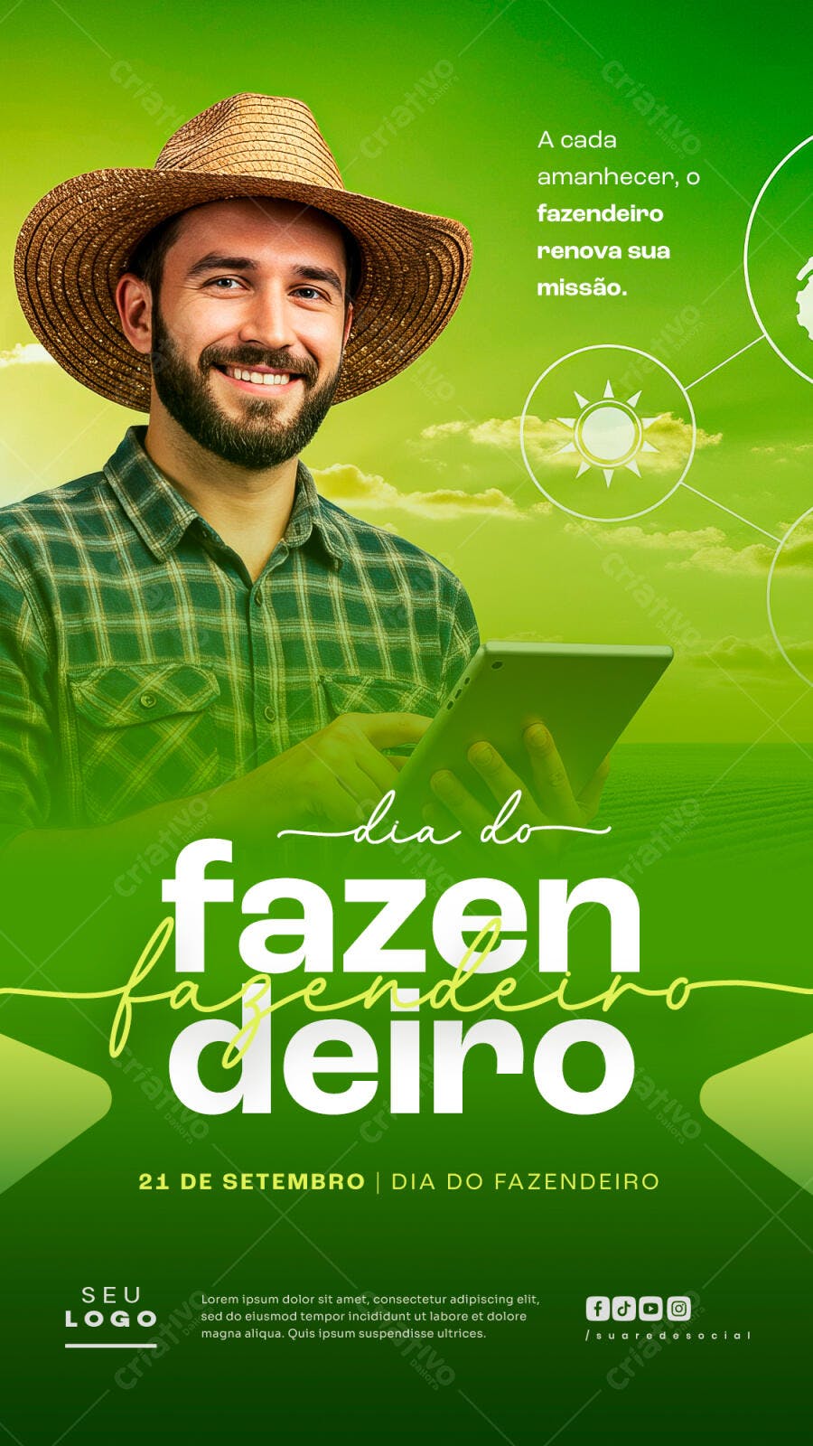 Flyer Dia do Fazendeiro PSD Editável