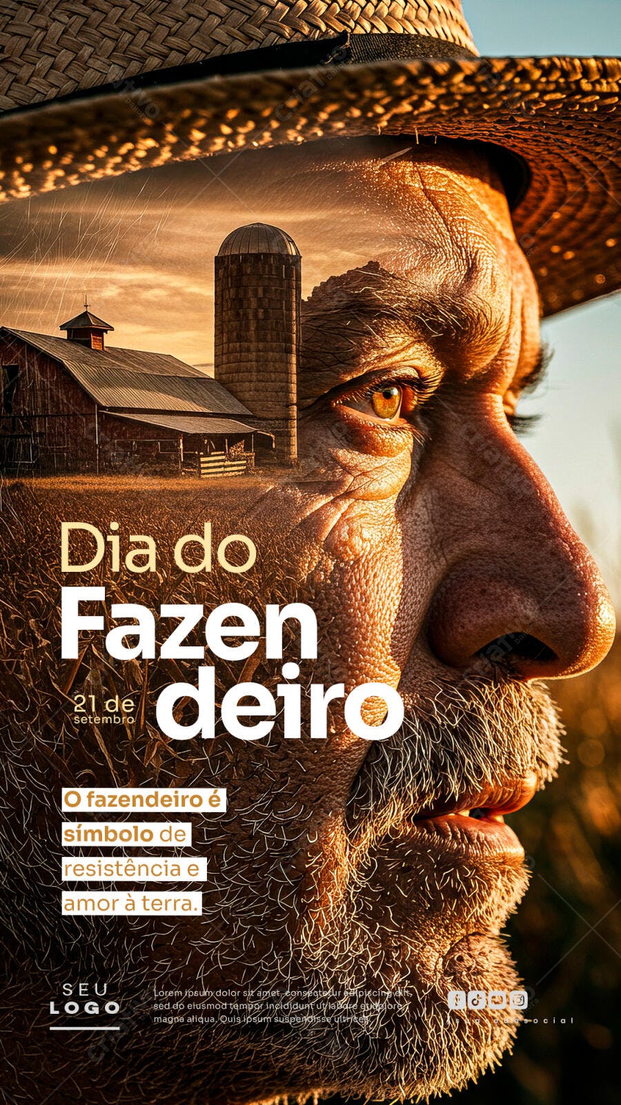 Flyer Dia do Fazendeiro PSD Editável