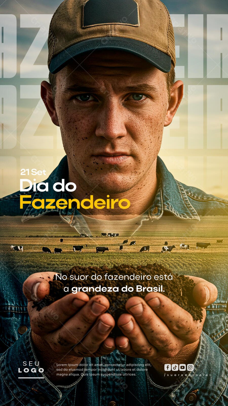 Flyer Dia do Fazendeiro PSD Editável