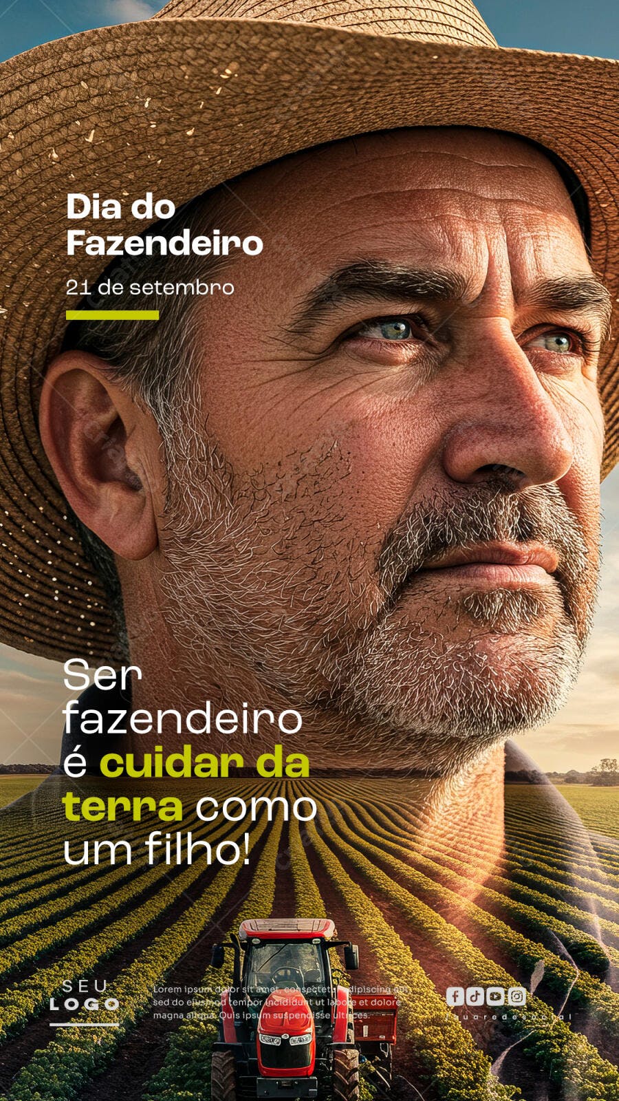 Post para Dia do Fazendeiro PSD Editável