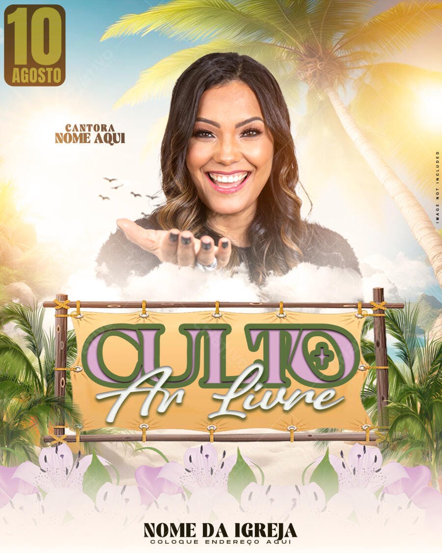 Flyer para Culto ao Ar Livre PSD Editável