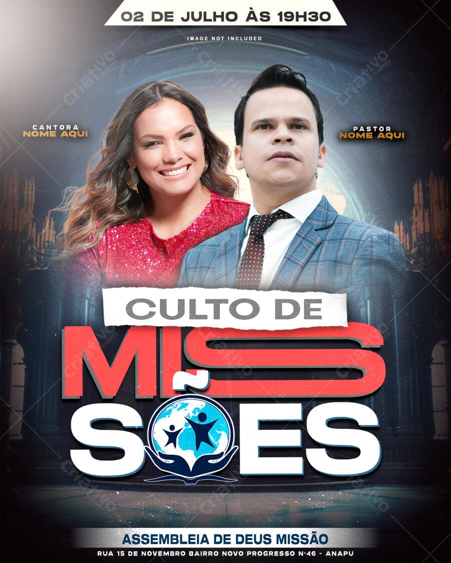 Flyer para Culto de Missões PSD Editável