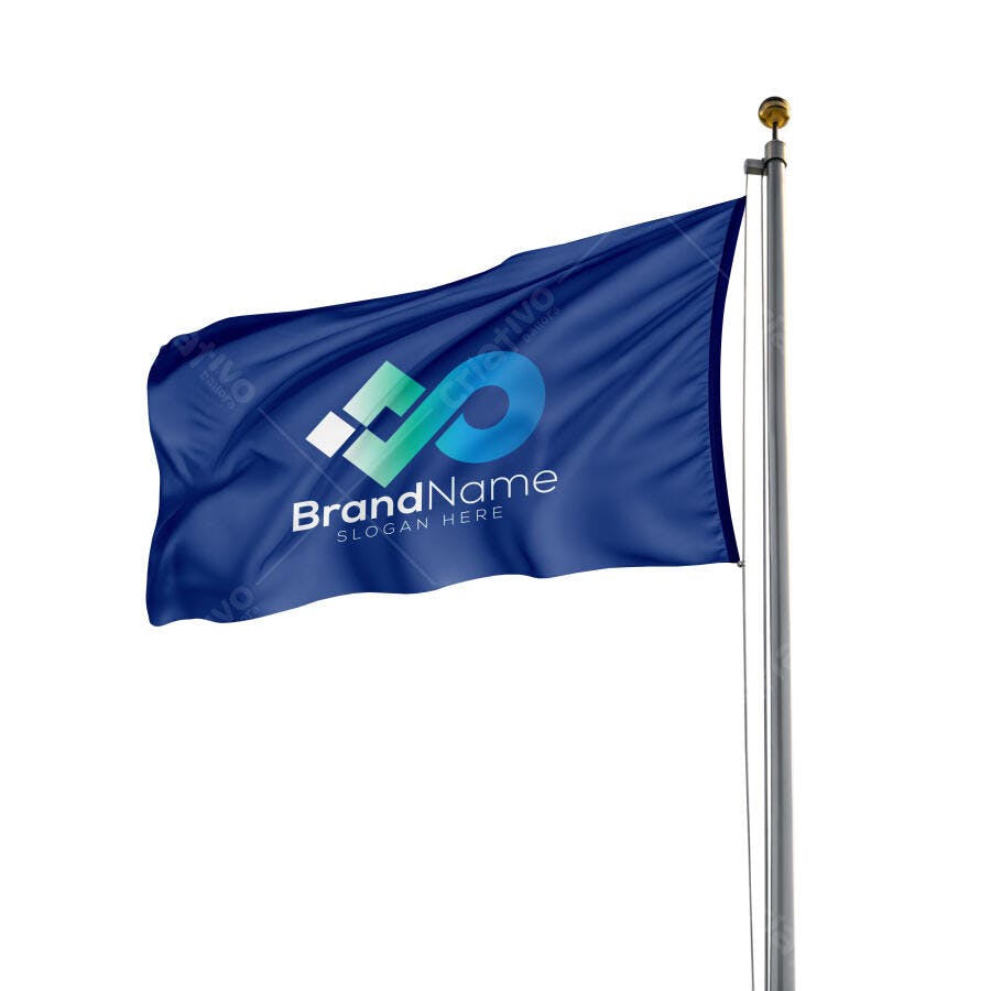 Mockup de Bandeira com Logo Moderna - Azul e Verde