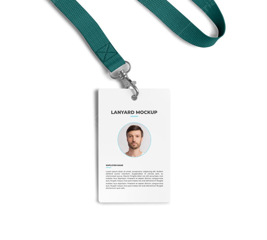Mockup de Crachá com Cordão Verde-Água: Design Moderno
