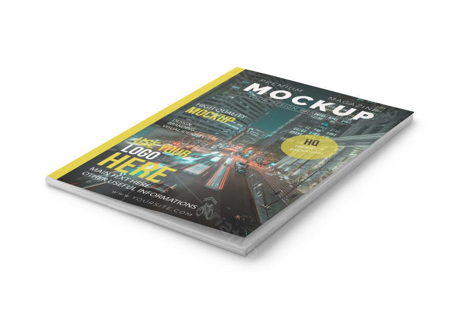 Mockup Revista Noturna: Design Moderno