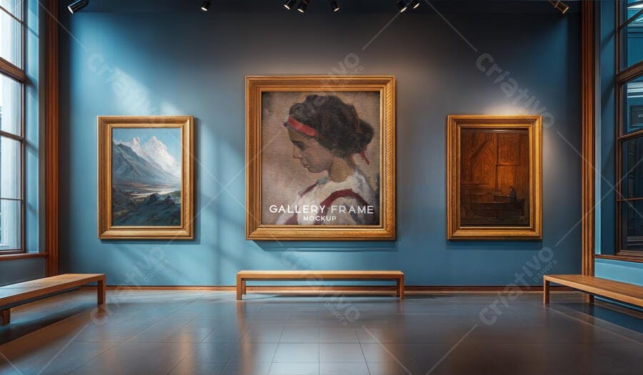 Mockup de Moldura de Galeria com Arte Realista