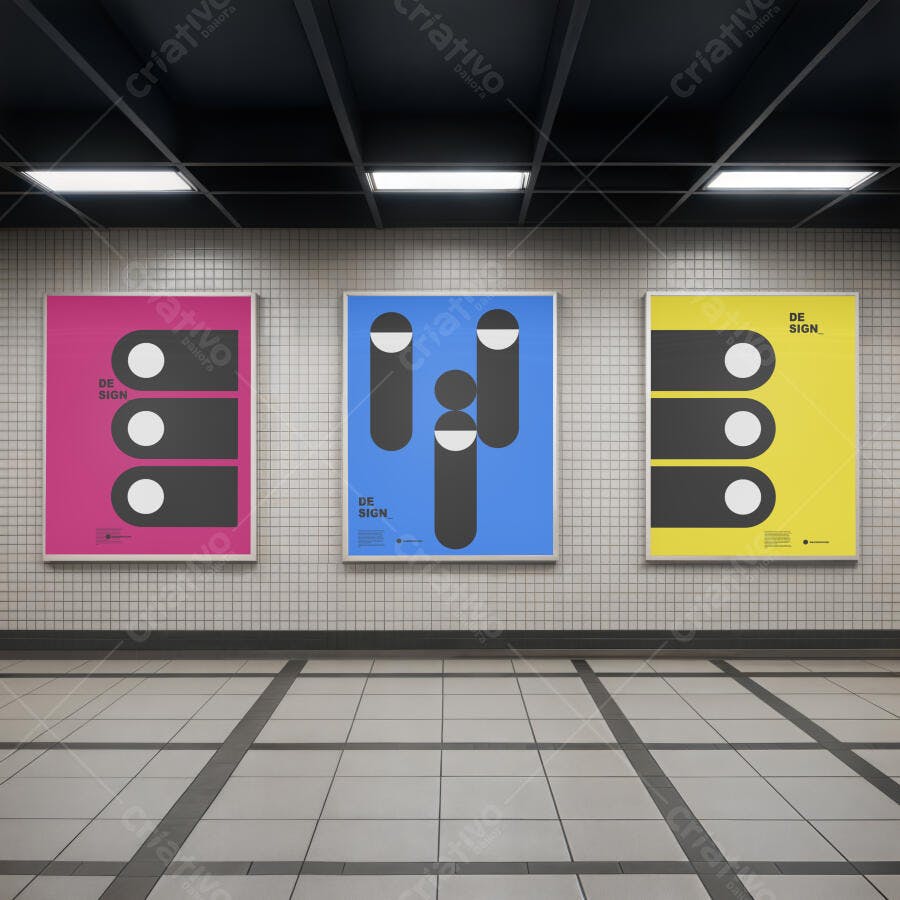 Mockup de Posters Minimalistas em Metrô