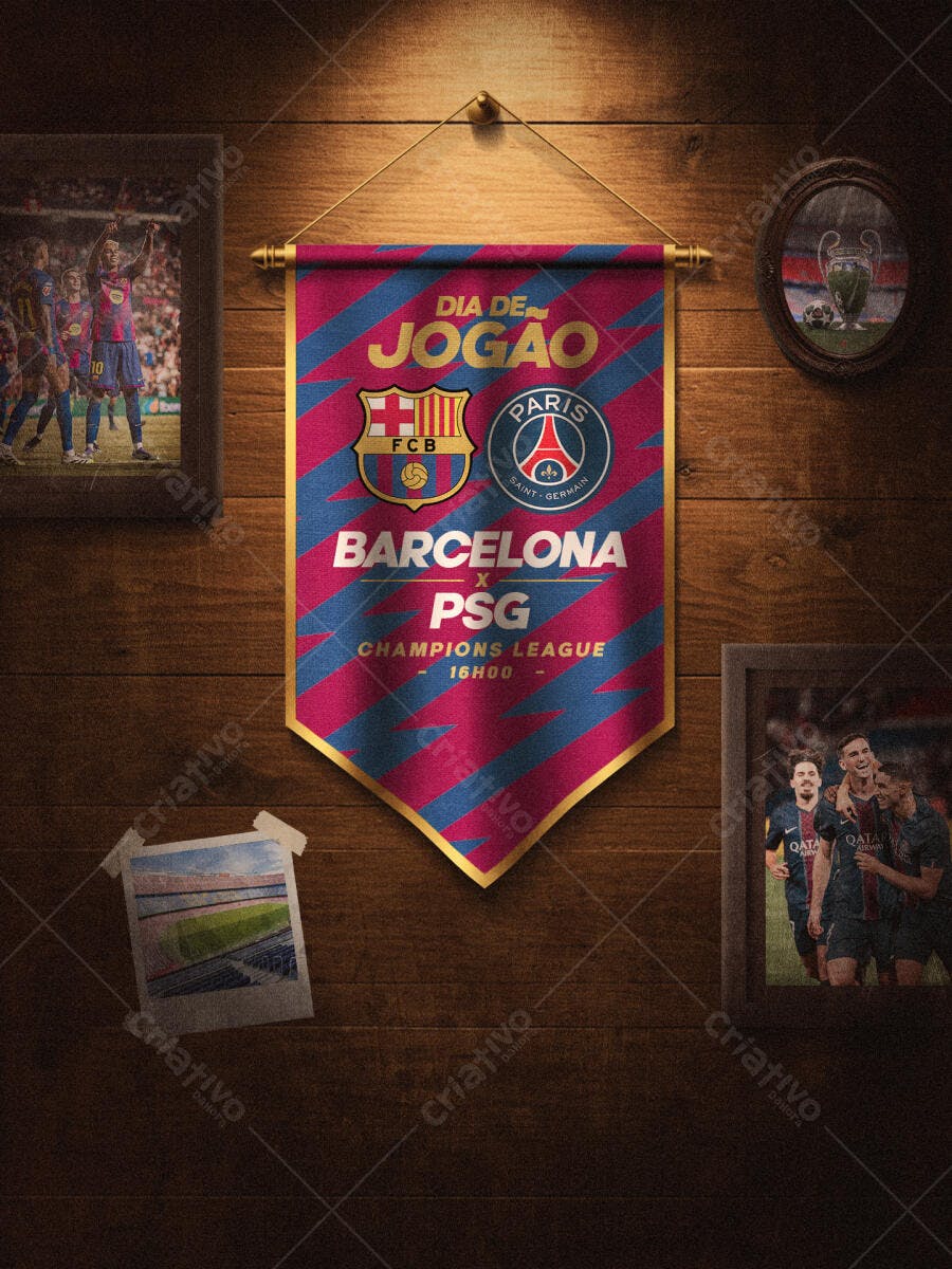 Banner Dia de Jogo Barcelona x PSG PSD Editável
