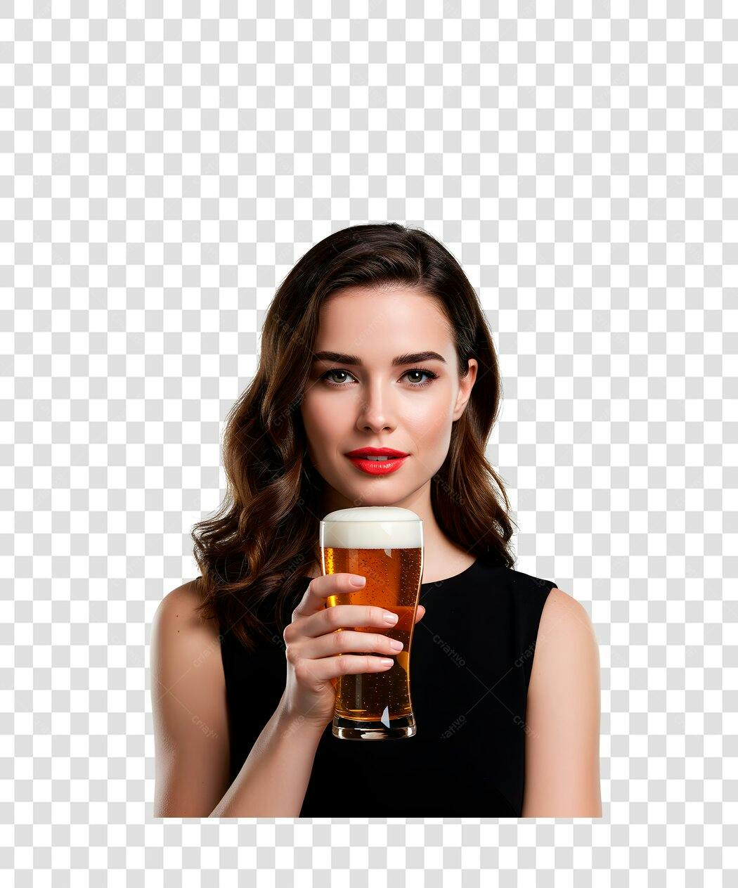 Imagem Mulher Bebendo Cerveja PNG com fundo transparente