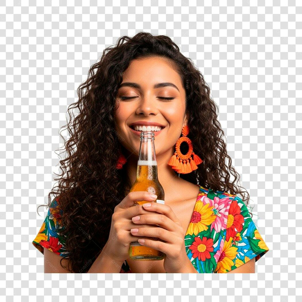 Imagem PNG com fundo transparente Mulher apreciando cerveja