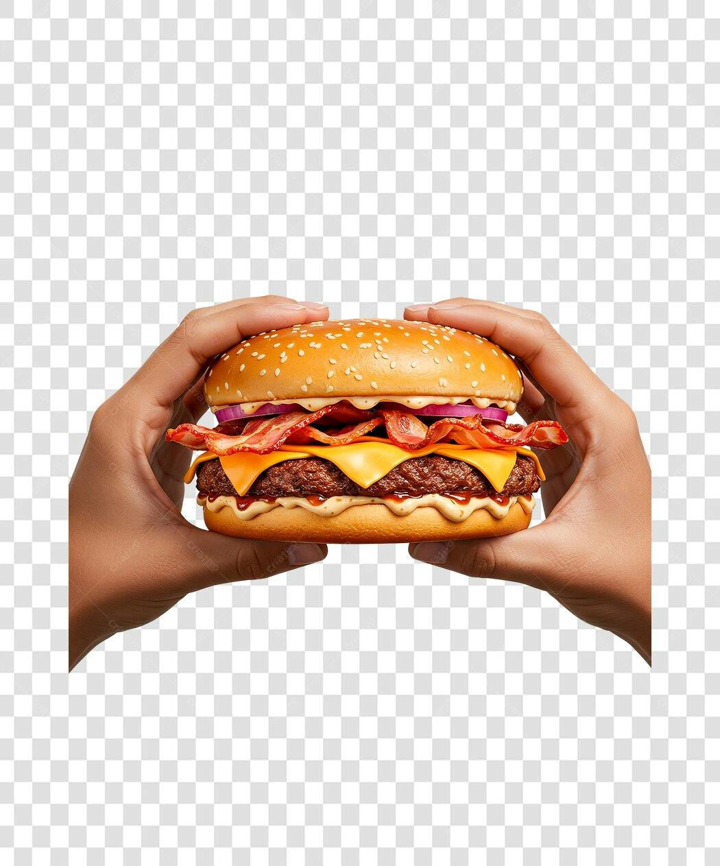Imagem Hamburguer Bacon PNG com fundo transparente