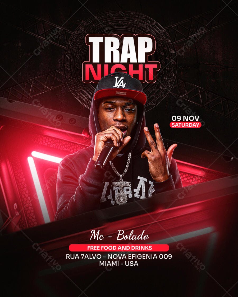 Flyer para Festa Trap Night PSD Editável