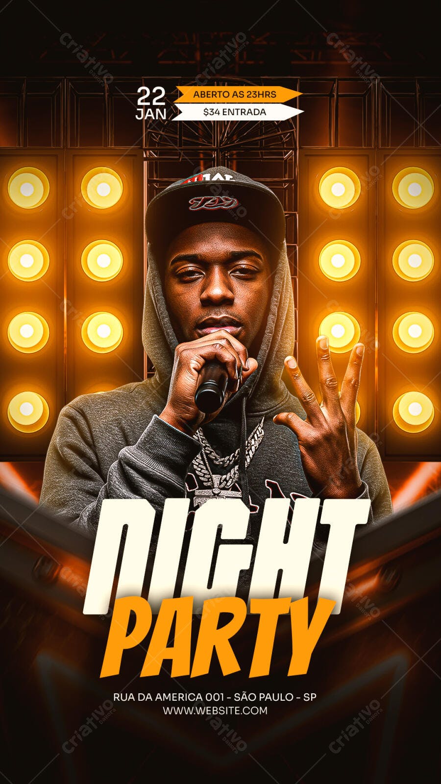 Flyer Festa Noturna PSD Editável