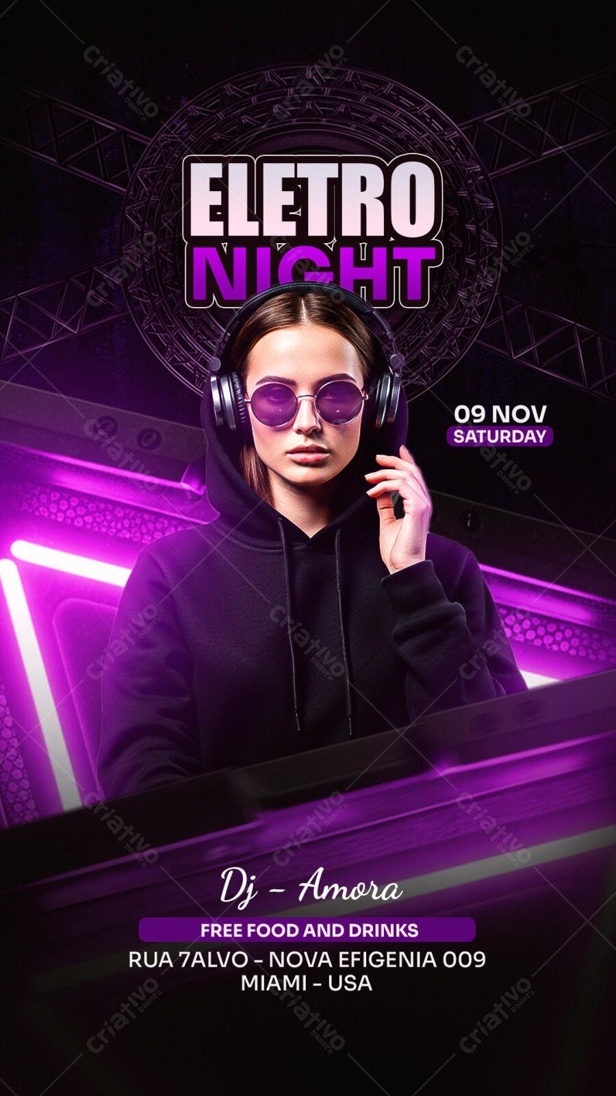 Flyer Eletrônico Festa Noturna PSD Editável