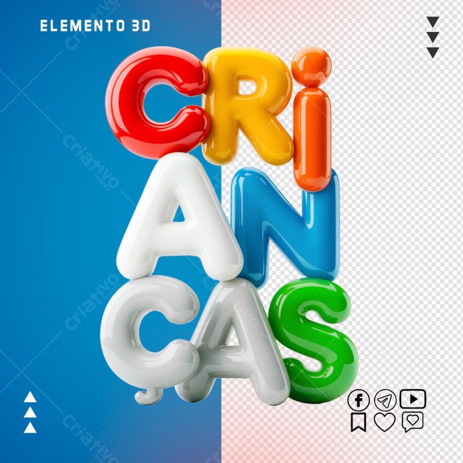 Elemento 3D para Dia das Crianças PSD Editável