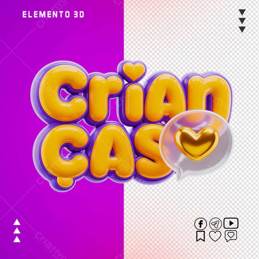 Elemento 3D Criangas PSD Editável