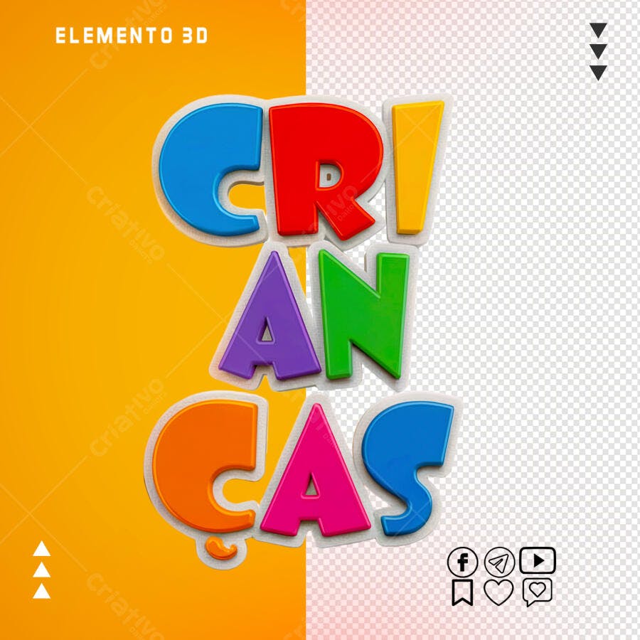Elemento 3D Crianças PSD Editável