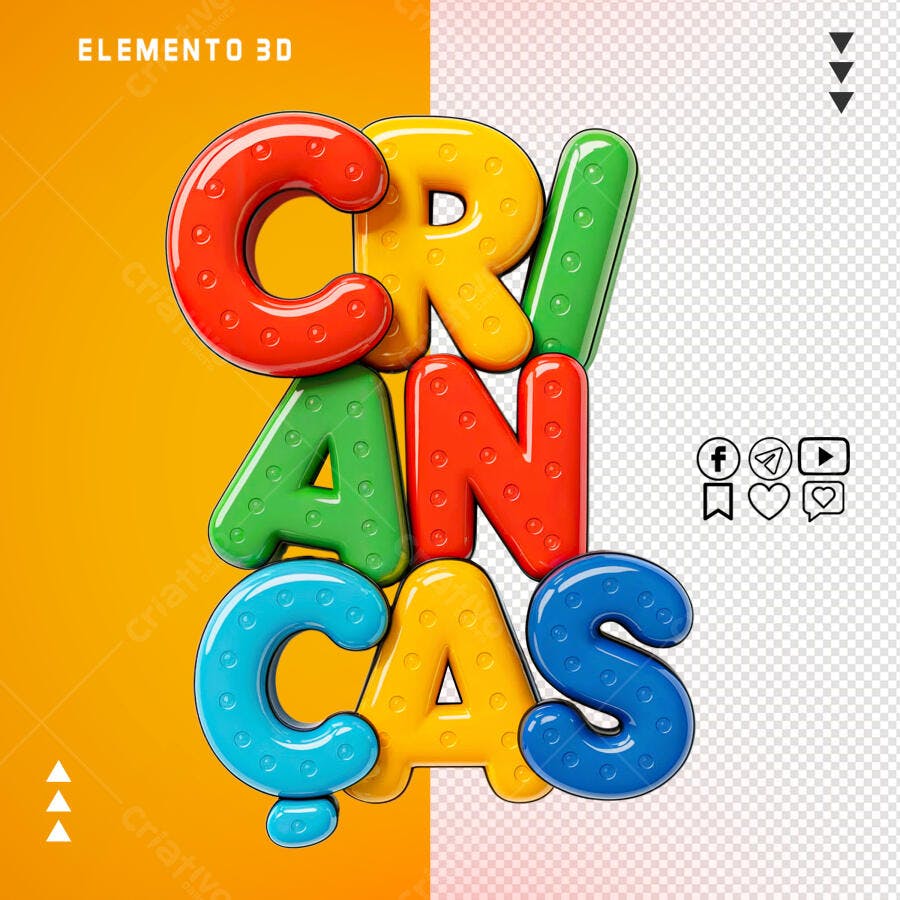 Elemento 3D Crianças PSD Editável