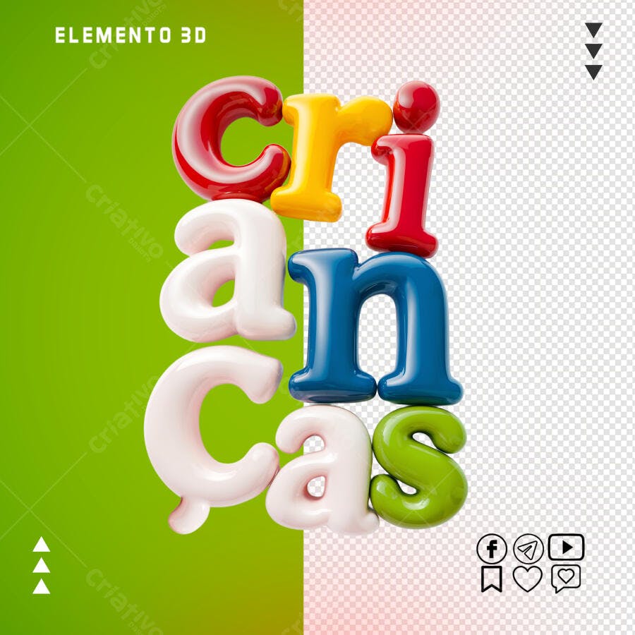 Elemento 3D Crianças PSD Editável