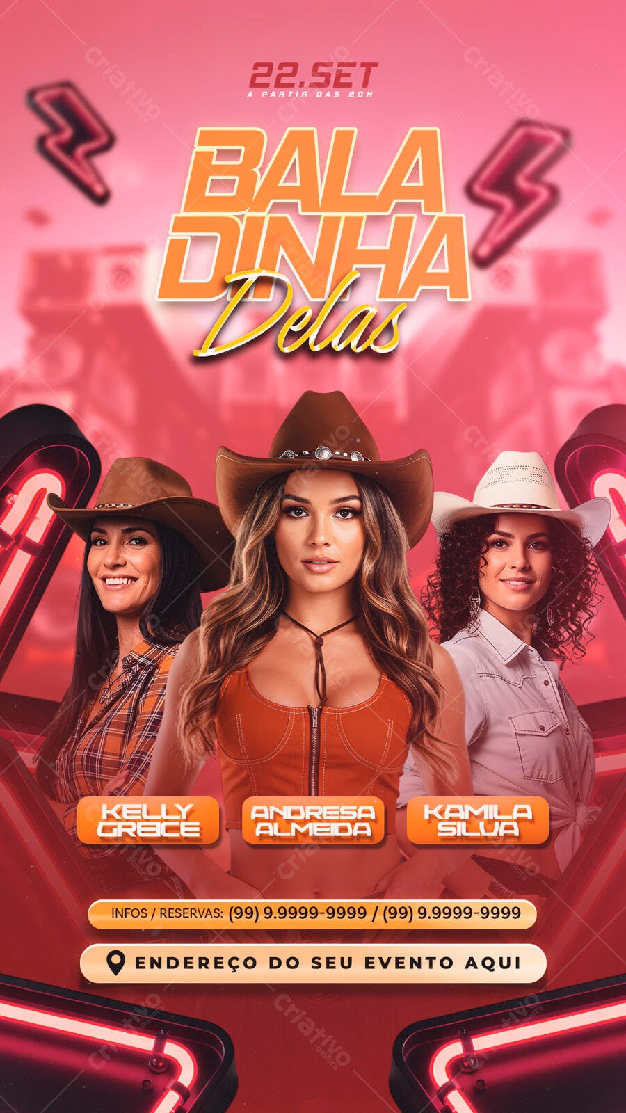 Flyer Festa Balada Feminina PSD Editável