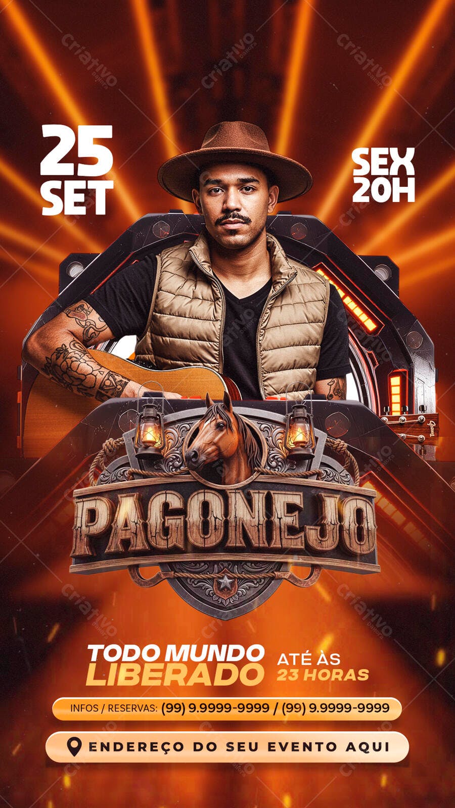 Flyer Pagonejo Festa Sertaneja PSD Editável