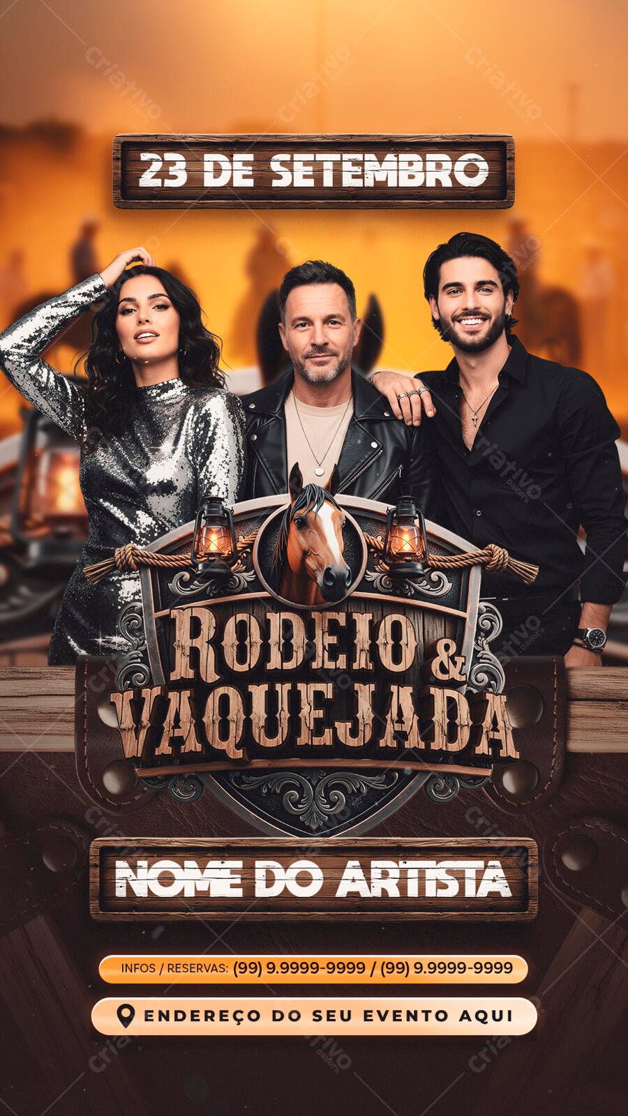 Flyer para Rodeio e Vaquejada PSD Editável
