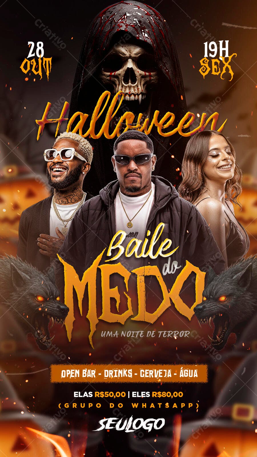 Flyer Baile do Medo Halloween PSD Editável