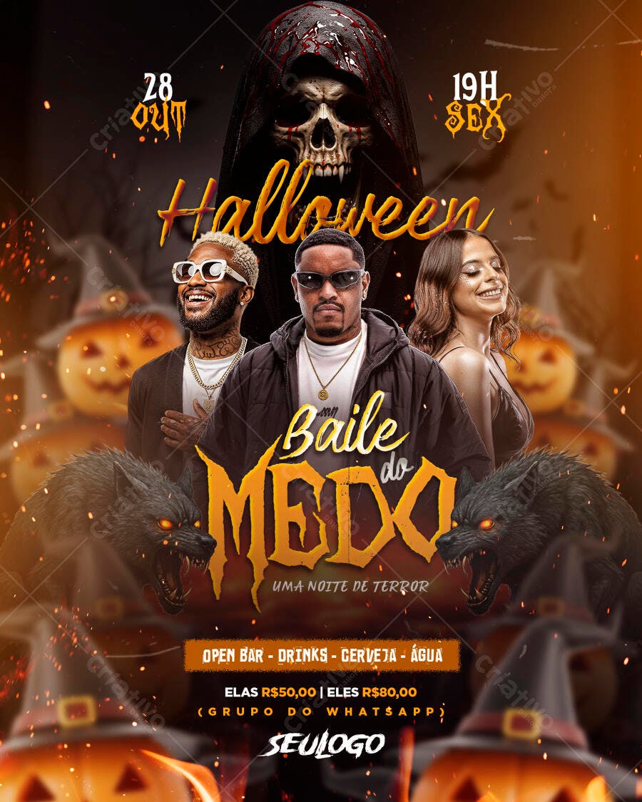 Flyer Festa de Halloween PSD Editável