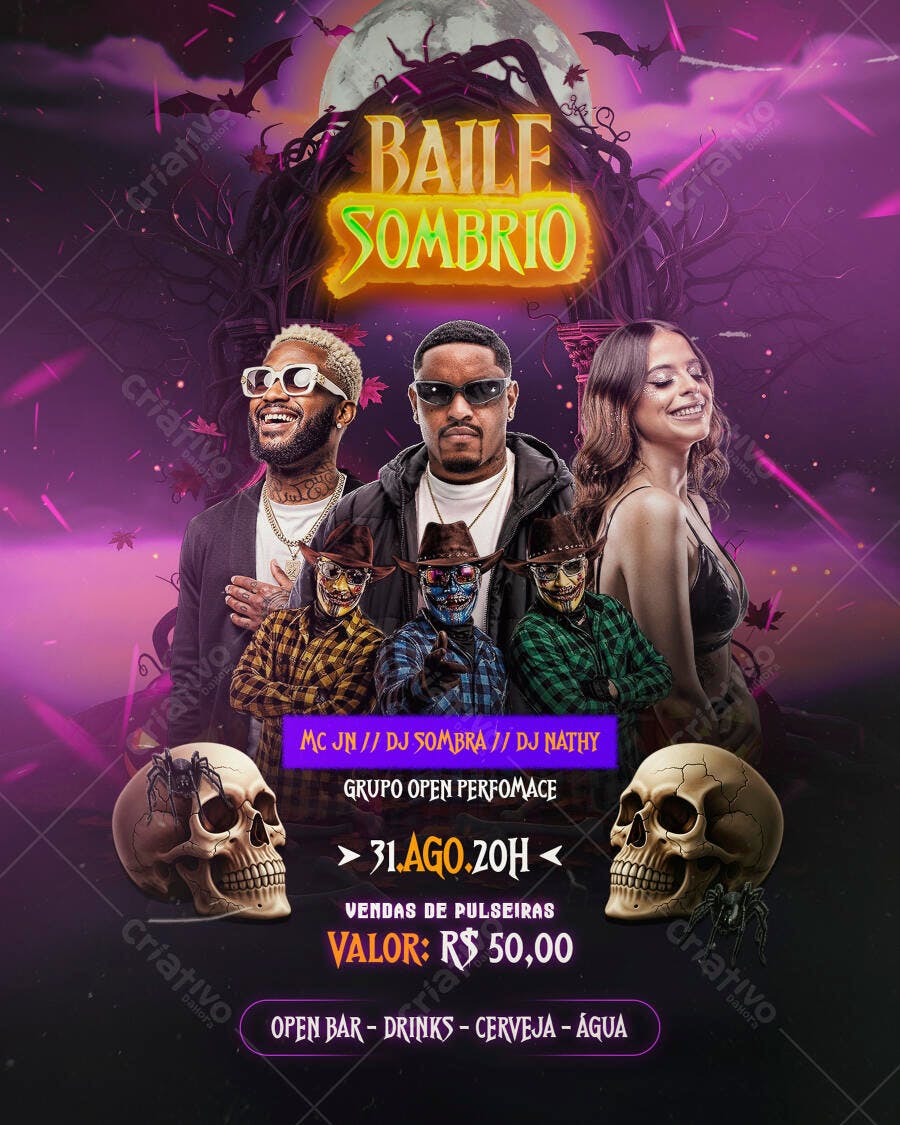 Flyer Baile Sombrio PSD Editável