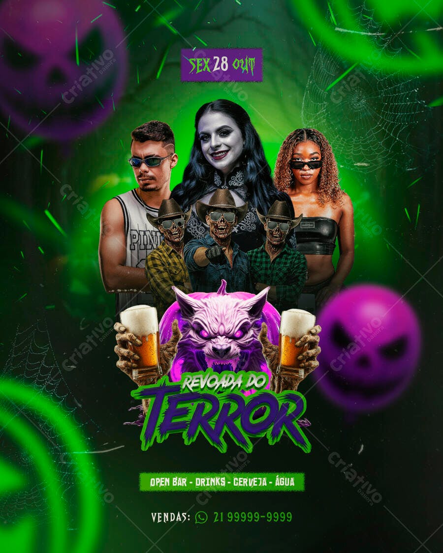 Flyer Revoada do Terror Halloween PSD Editável