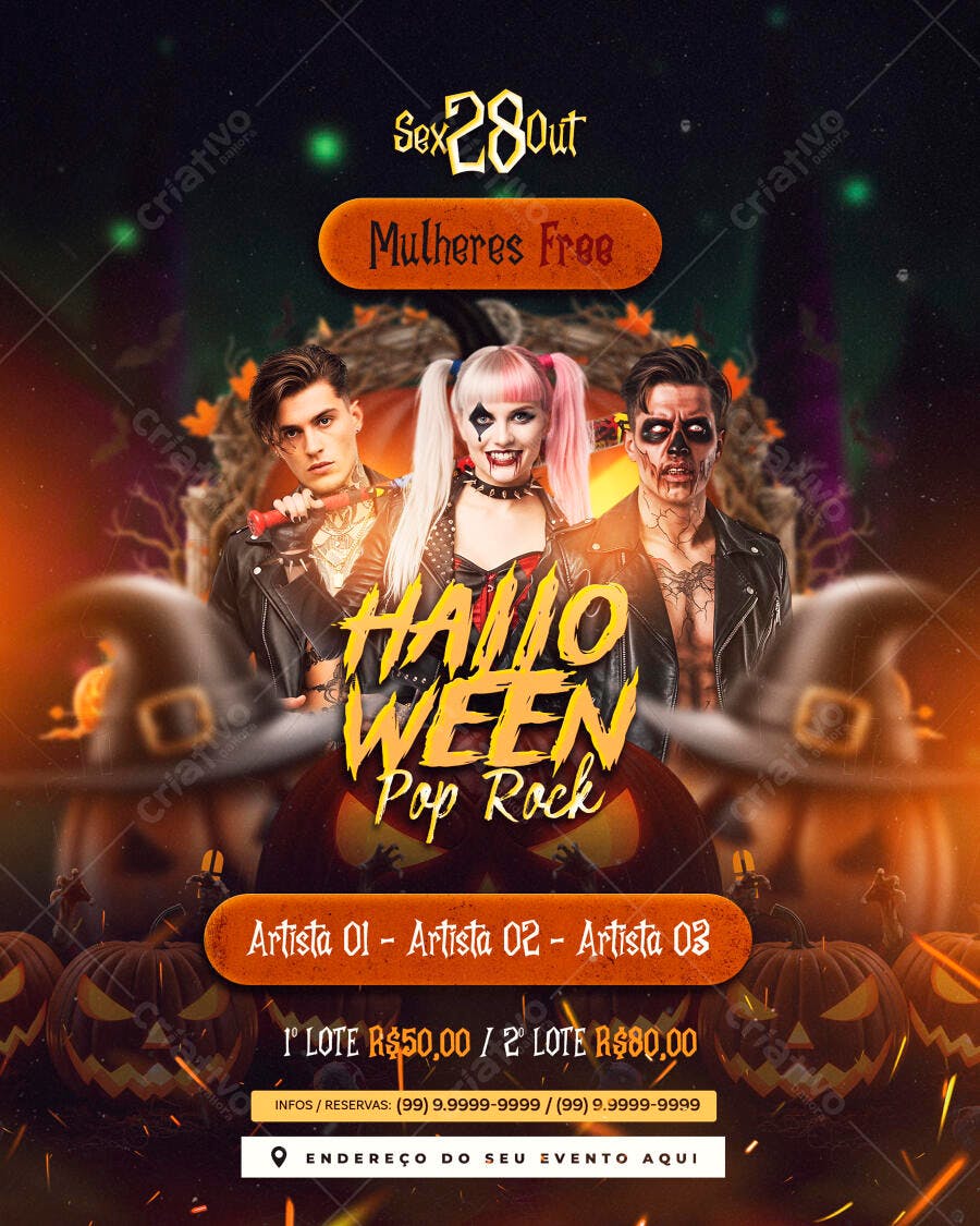Flyer Festa Halloween Pop Rock PSD Editável