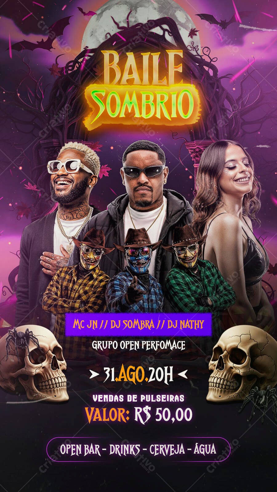 Flyer Baile Sombrio PSD Editável