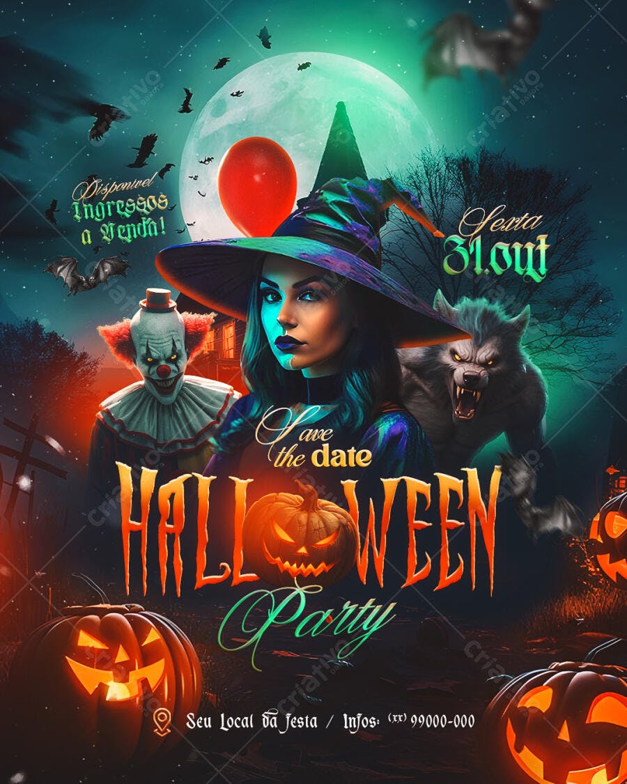 Flyer Festa Halloween PSD Editável