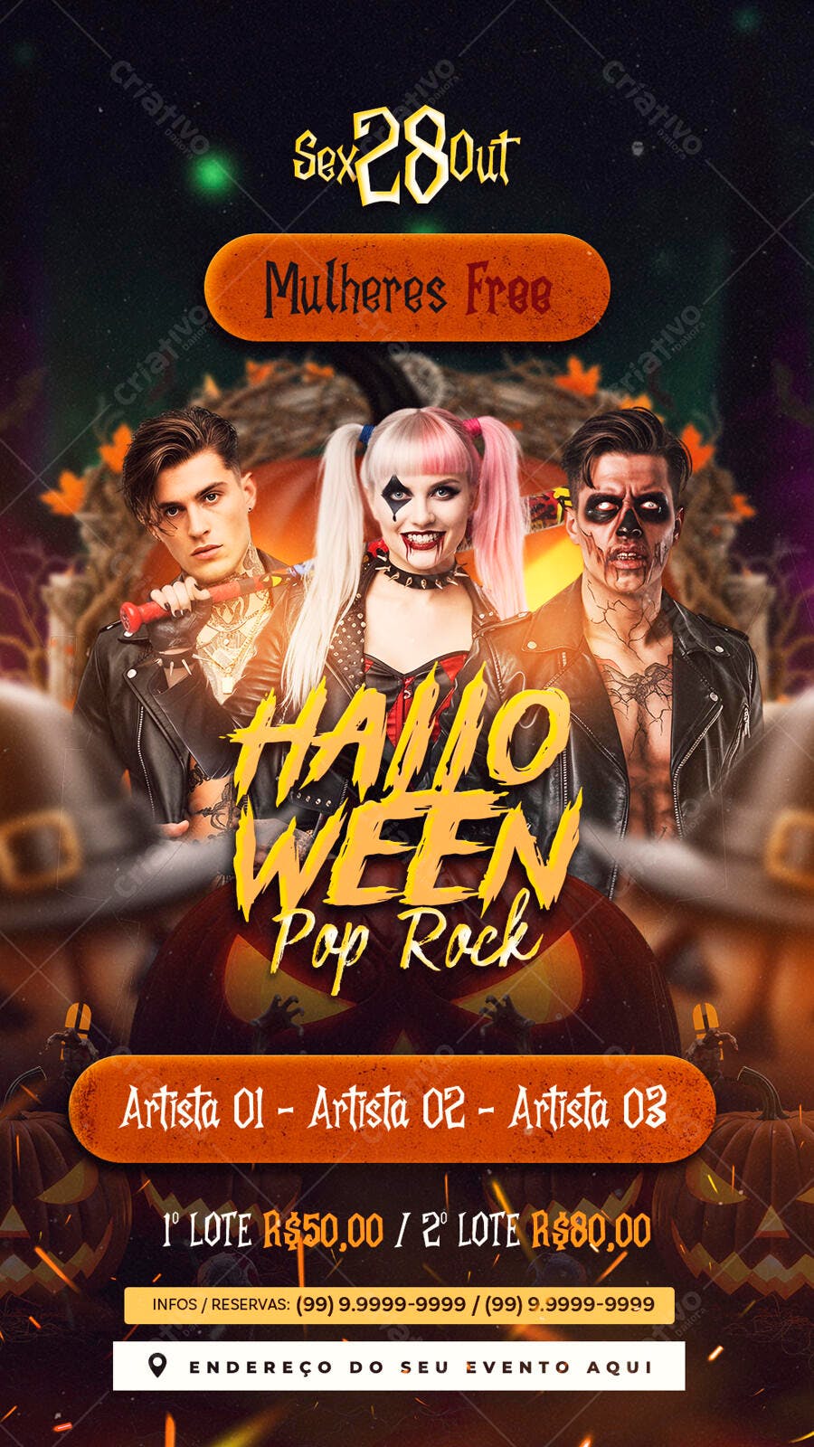 Flyer para Festa de Halloween Pop Rock PSD Editável
