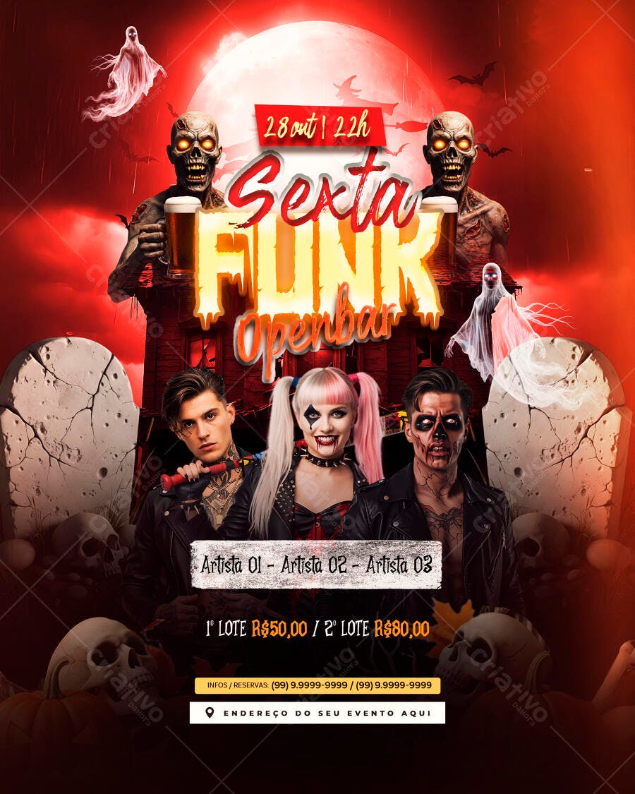 Flyer Festa Halloween Funk PSD Editável
