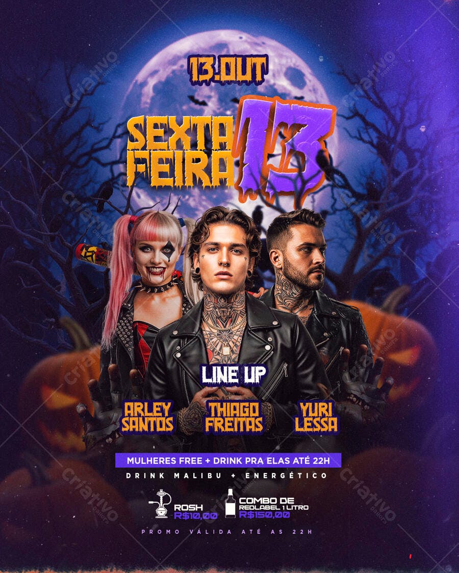 Flyer Festa Sexta 13 PSD Editável