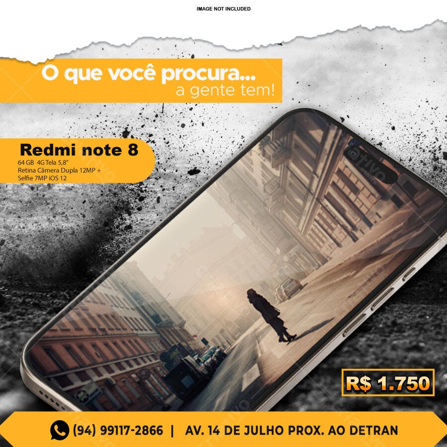 Anúncio Redmi Note 8 PSD Editável
